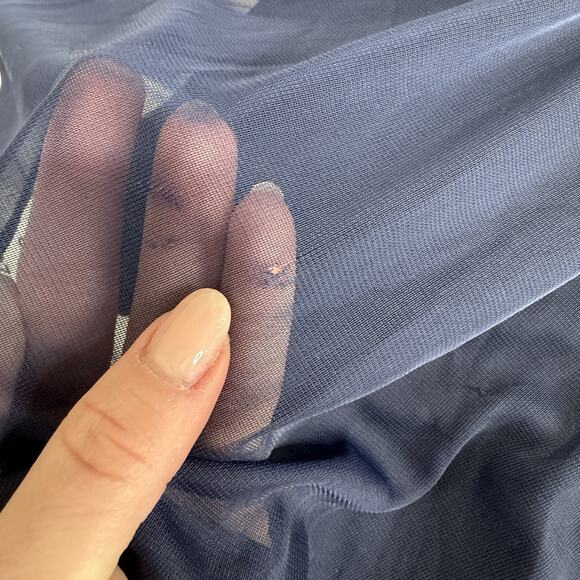 Alex Evenings Womens Dress 6 Blue Mesh Gown Bow Back Formal Bridesmaid Wedding - Picture 6 of 15